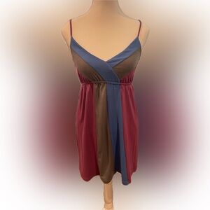 OP Multi Block Purple Color Cotton Tank Mini Dress Small